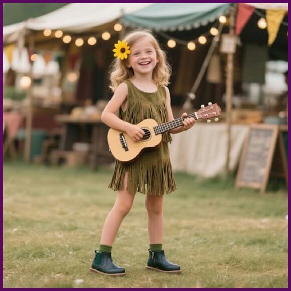 Vintage Leather Embroidered Toddler Girls Boots Mid Calf Water Resistant - Picture 4 of 8